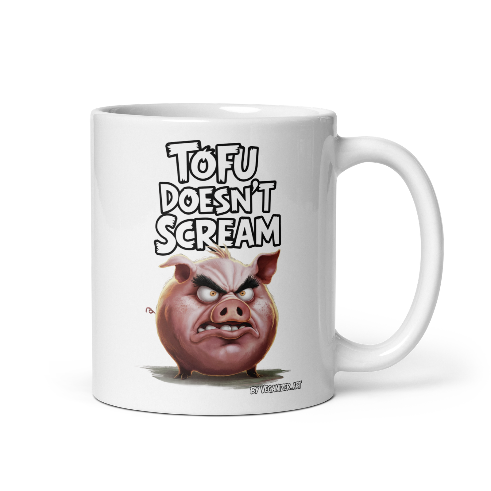 White glossy mug – Angry Pig – Tofu doesn’t scream