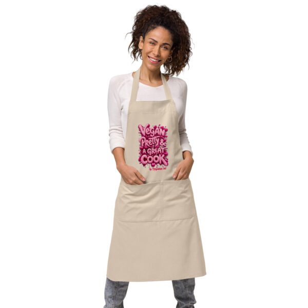 Organic cotton apron - Vegan, Pretty & a Great Cook - Image 4