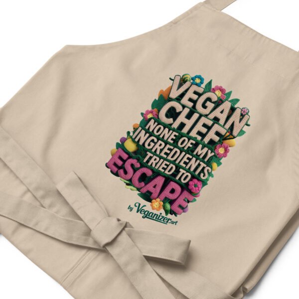 Organic cotton apron - Vegan Chef none of my ingredients tried to escape - Image 2