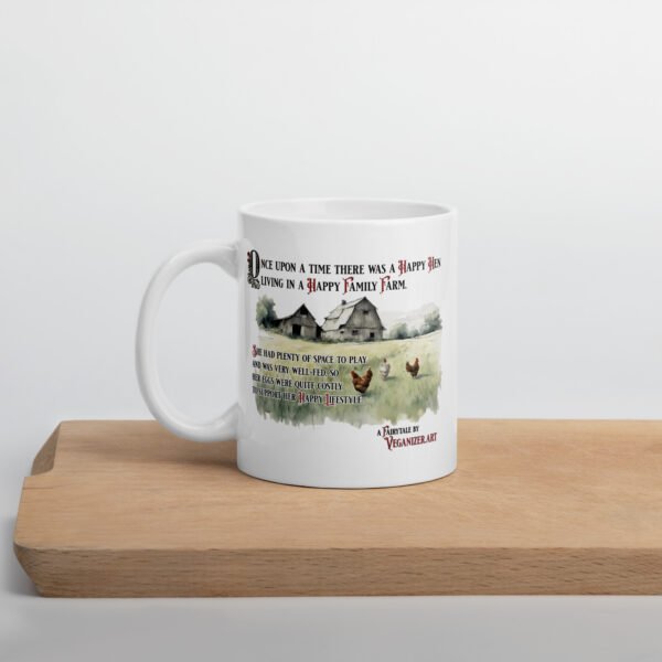 White glossy mug - Happy Hen in a Happy Farm - Image 2