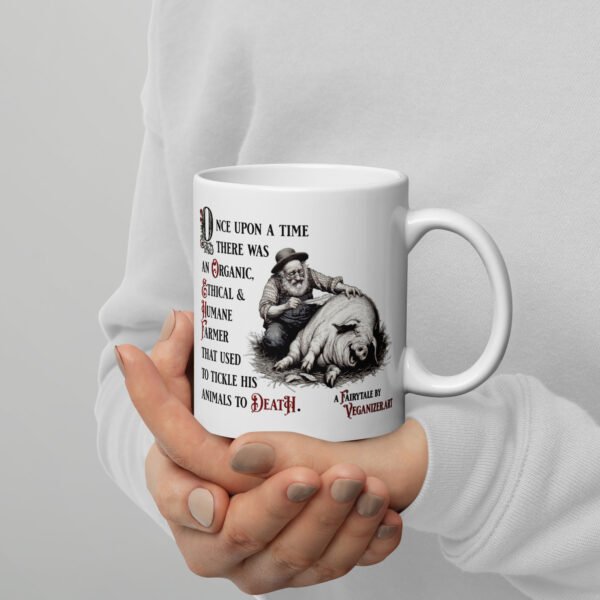 White glossy mug - Organic, ethical & humane farmer - Image 3