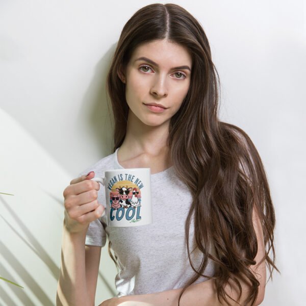 White glossy mug - Vegan is the New COOL - Image 2